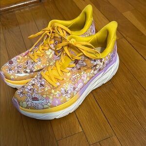 Hoka and free people collab shoes. Beautiful floral design